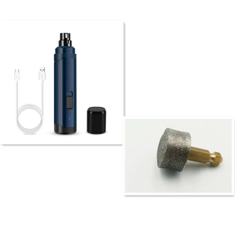 Pet dog cat nail grinder with USB charger, low noise design for painless grooming and easy nail trimming.